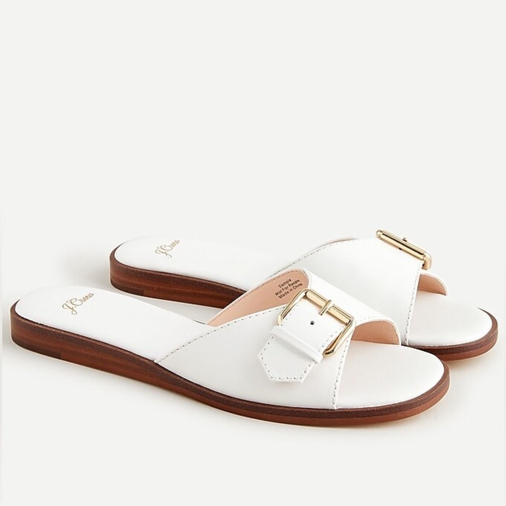 J.Crew Gretchen buckle slides in vachetta leather